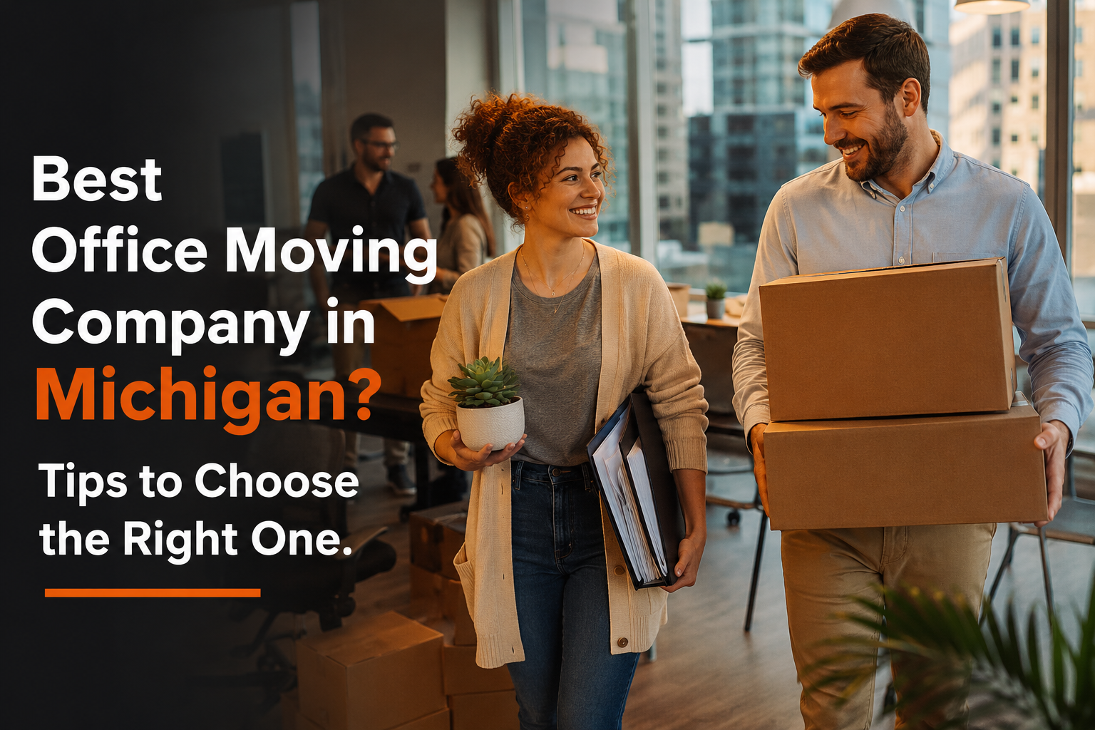 Best office moving company in Michigan helping employees move boxes and office supplies